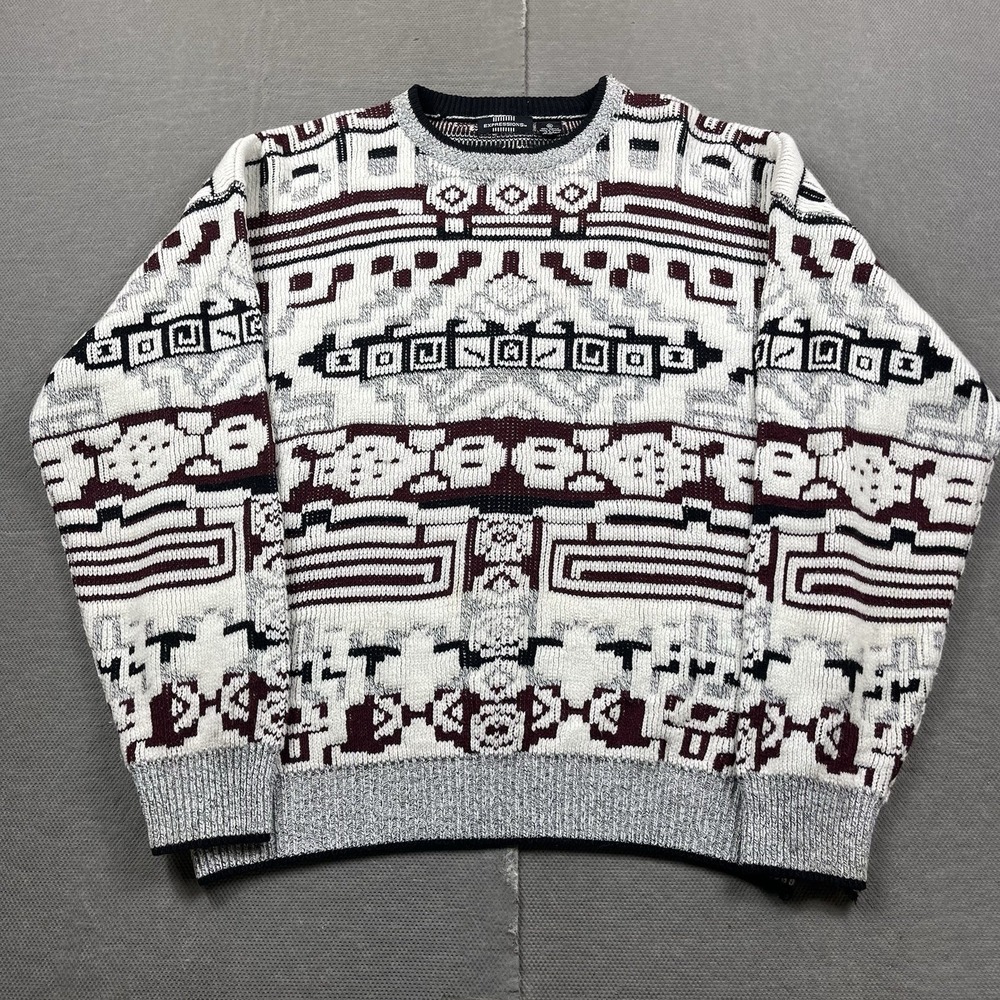 Vintage Expressions Sweater‎ Mens XL Geometric Abstract Crewneck Pullover Cosby